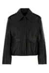 Jil Sander Leather Jacket Featuring Collared Design And Epaulettes In Black