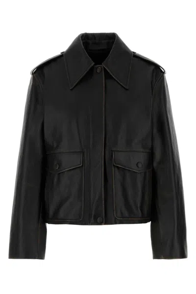 JIL SANDER JIL SANDER DARK BROWN LEATHER JACKET