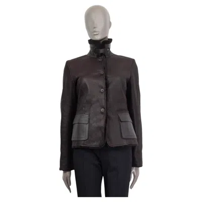 Pre-owned Jil Sander Dark Brown Shearling Leather Jacket 38 M