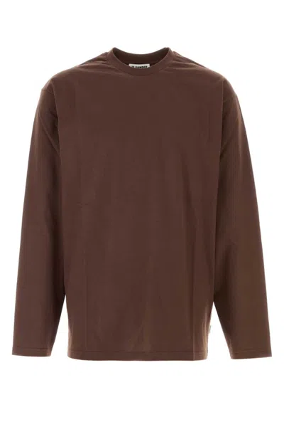 Jil Sander Cotton Crewneck T-shirt In Brown