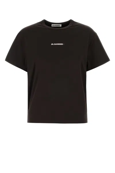 Jil Sander Dark Brown Stretch Polyester T-shirt For Women In Black