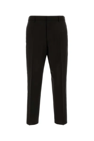 Jil Sander Dark Brown Wool Pant In Black