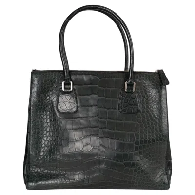 Pre-owned Jil Sander Dark Green Crocodile Tote Bag