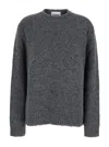 Jil Sander Oversized Grey Sweater With Ribbed Trim In Wool Woman In Dark Grey