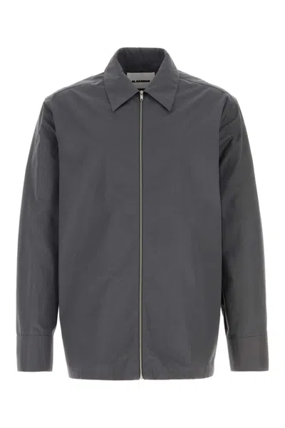 JIL SANDER DARK GREY POPLIN SHIRT