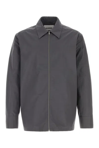 JIL SANDER JIL SANDER DARK GREY POPLIN SHIRT