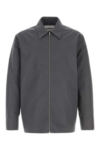 Jil Sander Dark Grey Solid Shirt In Green