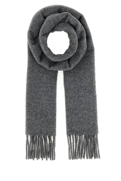 Jil Sander Dark Grey Wool Scarf In Gray