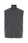 Jil Sander Sleeveless Wool Jacket With High Ribbed Collar In Gray