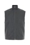 Jil Sander Sleeveless Wool Jacket With High Ribbed Collar In Gray