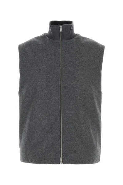 JIL SANDER JIL SANDER DARK GREY WOOL SLEEVELESS JACKET