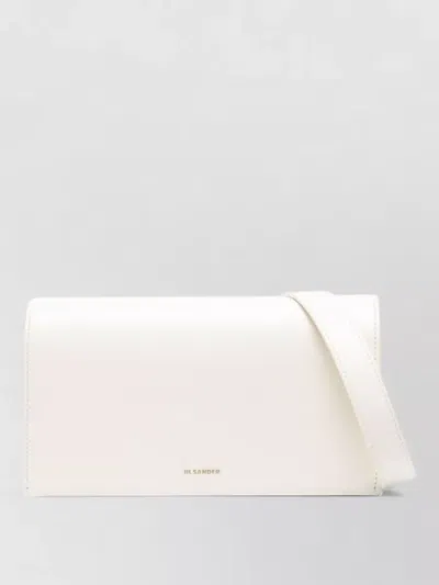 Jil Sander Daytime Leather Shoulder Bag Adjustable Strap In White