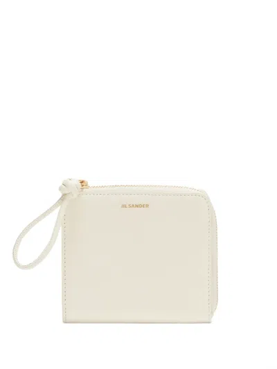 Jil Sander Debossed-logo Calf Leather Wallet In White