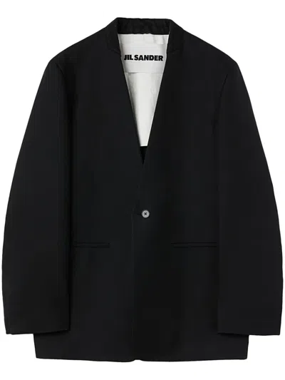 Jil Sander Deconstructed Single-breasted Blazer In Black