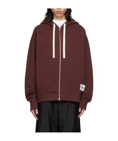 Jil Sander Decorated Hooded Hooded Hoodie In Red