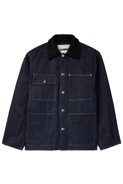 Jil Sander Denim Jacket With Chest Pockets And Collared Neck In Blue