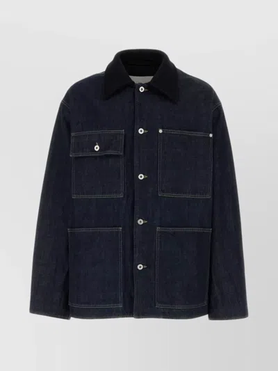 JIL SANDER DENIM JACKET WITH CHEST POCKETS AND COLLARED NECK