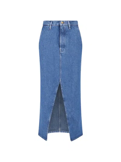 Jil Sander Blue Midi Front Slit Denim Skirt