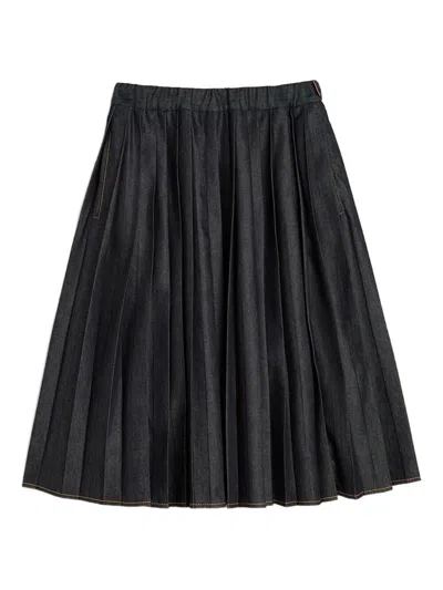 Jil Sander Denim Midi Round Skirt In Black