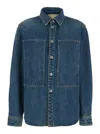 Jil Sander Women Blue Shirt With Classic Collar And Logo Patch On The Rear In Denim Woman In Blue