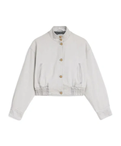Jil Sander Denim Padded Blouson In Gray