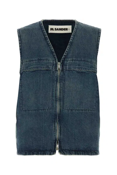Jil Sander Denim Vest For Men In Blue