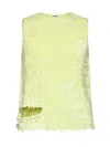 Jil Sander Destroyed Chenille Vest In Verde