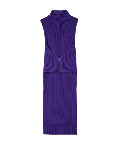 Jil Sander Detachable-collar Knitted Dress In Purple