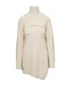 Jil Sander Cream White Two-piece Sweater With High-neck In Wool Woman In Nude
