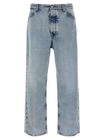 Jil Sander Diagonal Cotton Jeans In Blue