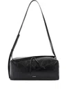 Jil Sander Diagonal-zip Leather Shoulder Bag In Black