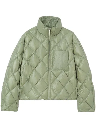 Jil Sander Diamond-quilted Puffer Jacket In Green