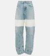Jil Sander Cropped Bleached Paneled High-rise Tapered Jeans In Blue Sky