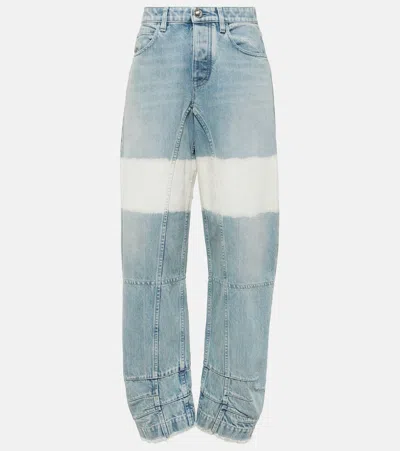 Jil Sander Cropped Bleached Paneled High-rise Tapered Jeans In Multi