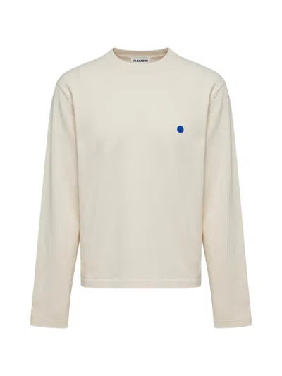 Jil Sander Dot-embroidery Long-sleeve T-shirt In Neutrals