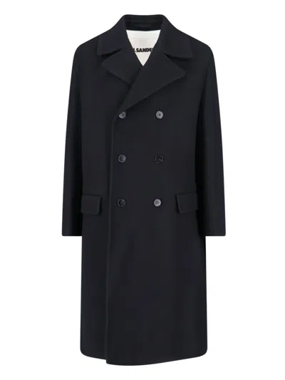Jil Sander Double-breasted Coat In Black  