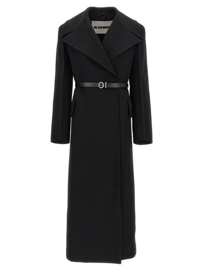 Jil Sander Double-breasted Coat Coats And Trench Coats Black
