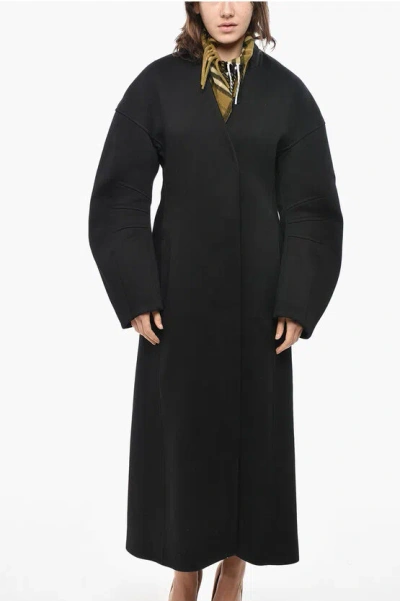 Jil Sander Double-breasted Coat With Shawl Lapel In Black