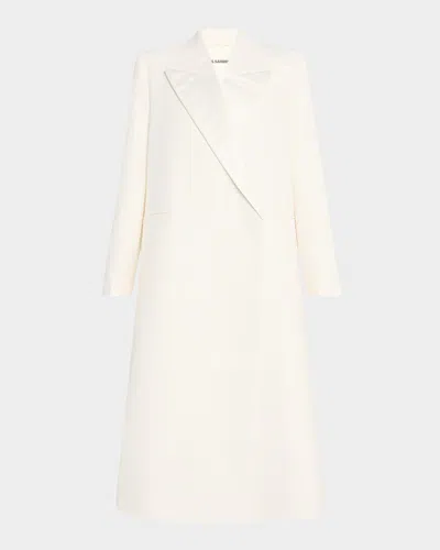 Jil Sander Double-breasted Long Coat In Chalk