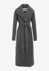 Jil Sander Long Grey Coat With Belt In Gray