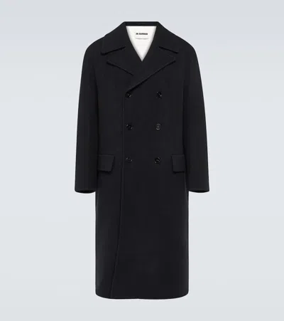 Jil Sander Double-breasted Oversized Wool Coat In Black