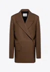 Jil Sander Double-breasted Wool Blazer In Brown