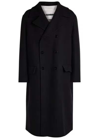 Jil Sander Double-breasted Wool Coat In Black