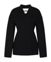 Jil Sander V-neck Wool Wrap Jacket In Black