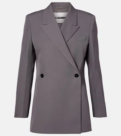 Jil Sander Side Slits Double-breasted Blazer Jacket In Purple