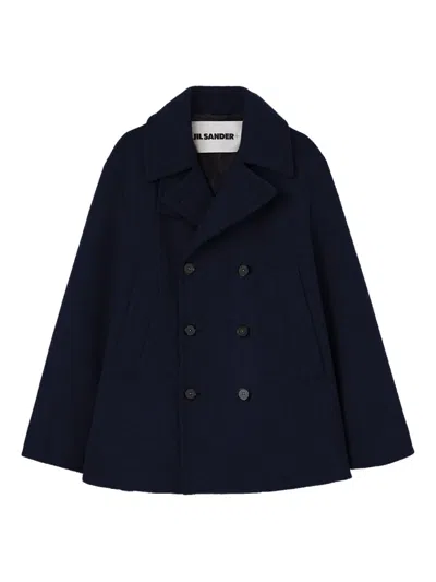 Jil Sander Double-breasted Wool Jacket In Blue