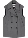 Jil Sander Double-breasted Wool Vest In Grey