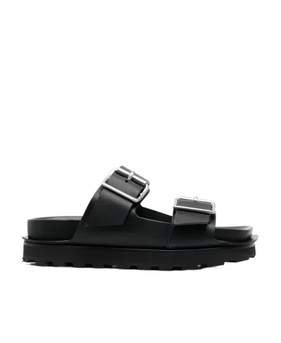 Jil Sander Double Buckle-fastening Sandals In Black