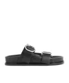 Jil Sander Leather Sandals With Double Buckle In Black