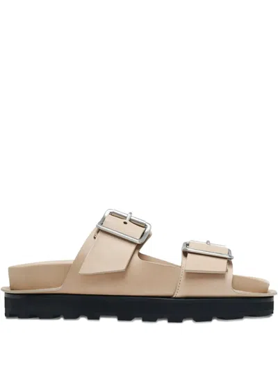 Jil Sander Double-buckle Leather Sandals In Brown